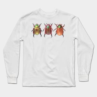 3 Christmas Beetles Digital Painting Long Sleeve T-Shirt